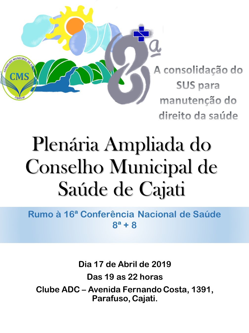 Cartaz A3 Plenária Ampliada do Conselho Municipal de Saúde
